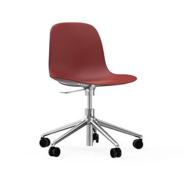 Chaise de bureau Form avec base pivotante, fauteuil de bureau 5W - rouge, aluminium, roulettes - Normann Copenhagen