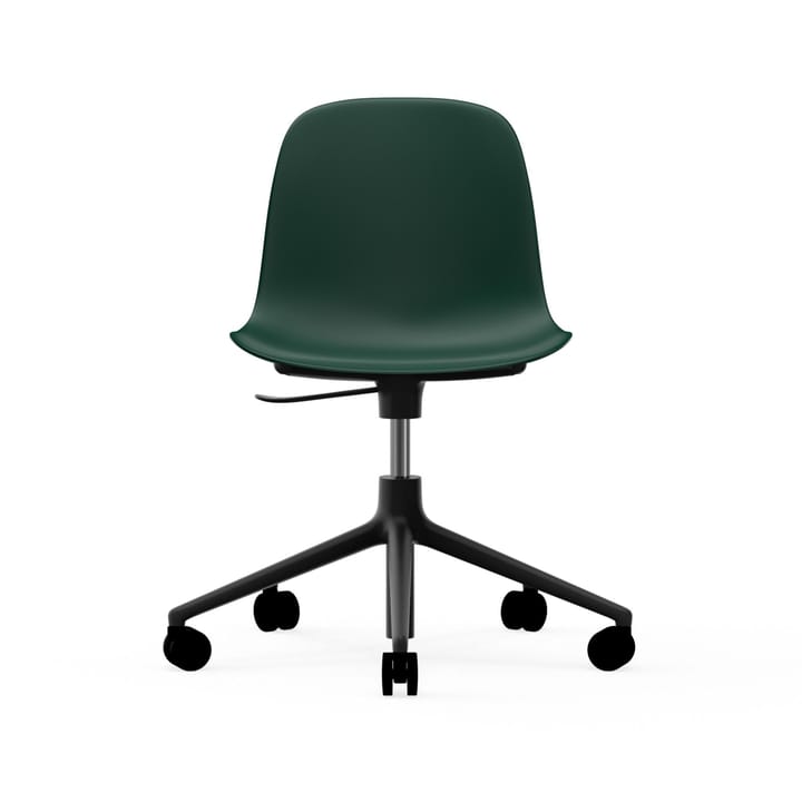 Chaise de bureau Form avec base pivotante, fauteuil de bureau 5W - vert, aluminium noir, roulettes - Normann Copenhagen