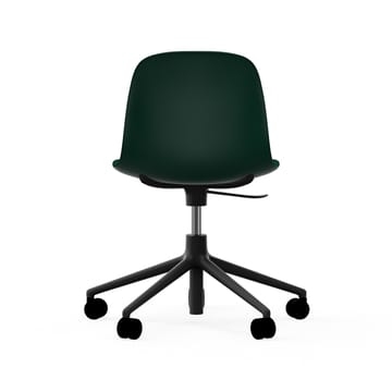 Chaise de bureau Form avec base pivotante, fauteuil de bureau 5W - vert, aluminium noir, roulettes - Normann Copenhagen