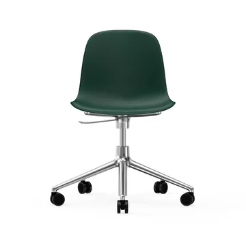 Chaise de bureau Form avec base pivotante, fauteuil de bureau 5W - vert, aluminium, roulettes - Normann Copenhagen
