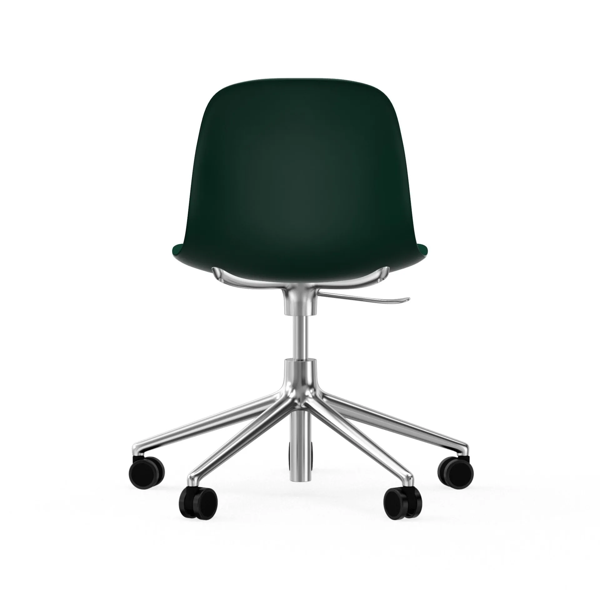 Chaise de bureau Form avec base pivotante, fauteuil de bureau 5W, vert, aluminium, roulettes Normann Copenhagen