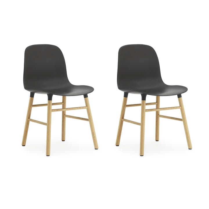Chaise Form Chair pieds en chêne lot de 2 - noir-chêne - Normann Copenhagen