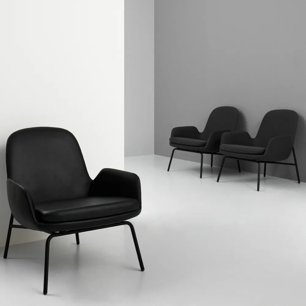 Chaise lounge Era Low, cuir tango noir Normann Copenhagen