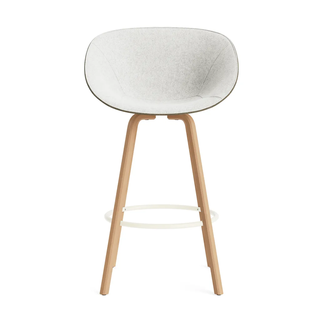 Fauteuil avec accoudoirs Armchair habillé sur le devant 75 cm, Hallingdal 110-seaweed-beech-cream steel Normann Copenhagen