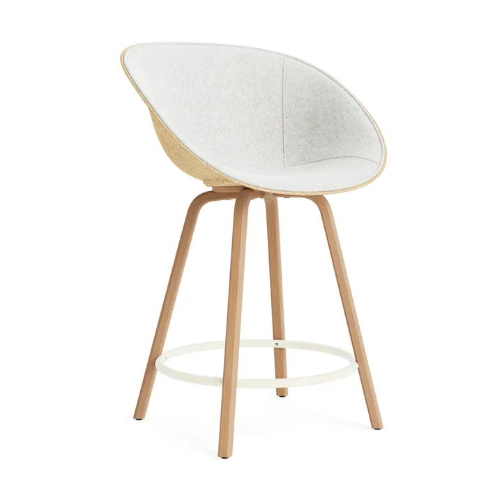 Fauteuil avec accoudoirs Mat Bar Armchair habillé sur le devant 65 cm - Hallingdal 110-hemp-beech-cream steel - Normann Copenhagen