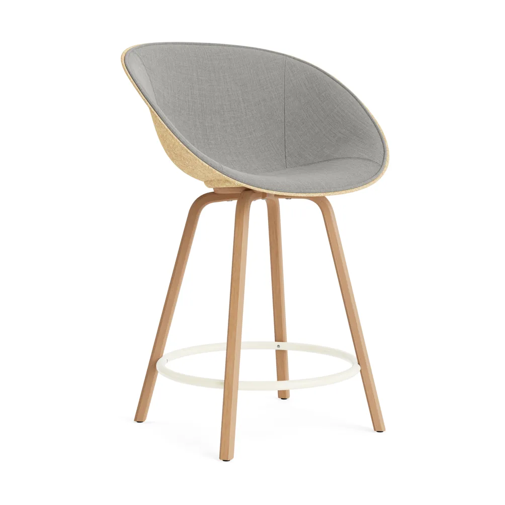 Fauteuil avec accoudoirs Mat Bar Armchair habillé sur le devant 65 cm, Remix 133-hemp-beech-cream steel. Normann Copenhagen