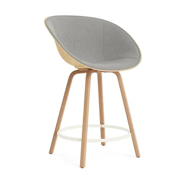 Fauteuil avec accoudoirs Mat Bar Armchair habillé sur le devant 65 cm - Remix 133-hemp-beech-cream steel. - Normann Copenhagen