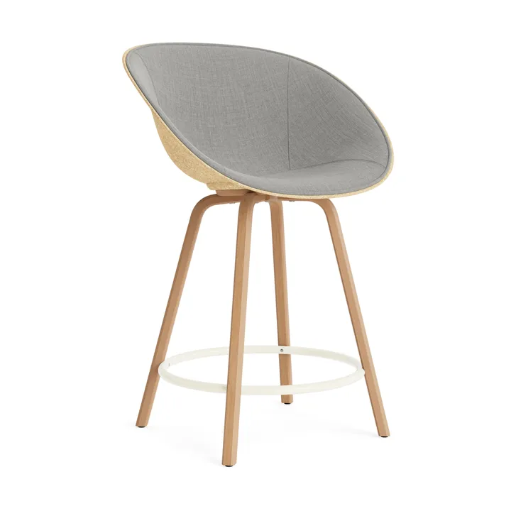 Fauteuil avec accoudoirs Mat Bar Armchair habillé sur le devant 65 cm - Remix 133-hemp-beech-cream steel. - Normann Copenhagen