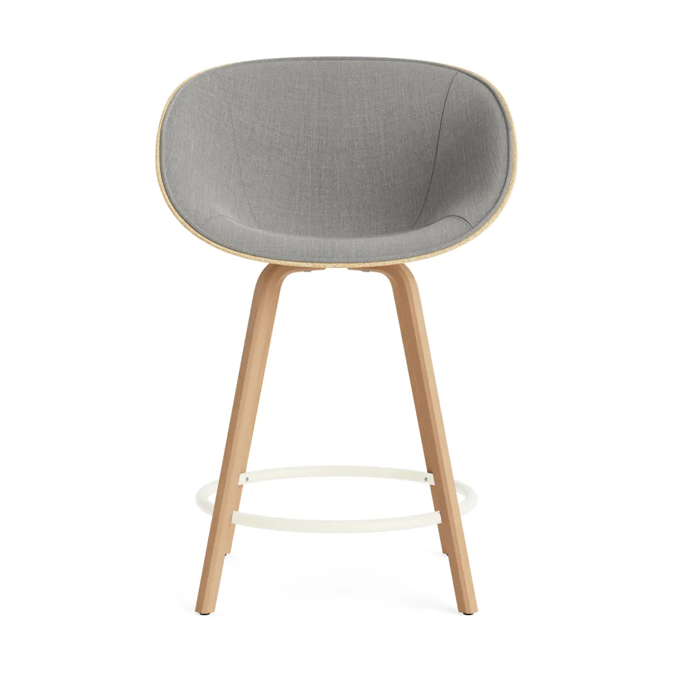 Fauteuil avec accoudoirs Mat Bar Armchair habillé sur le devant 65 cm, Remix 133-hemp-beech-cream steel. Normann Copenhagen