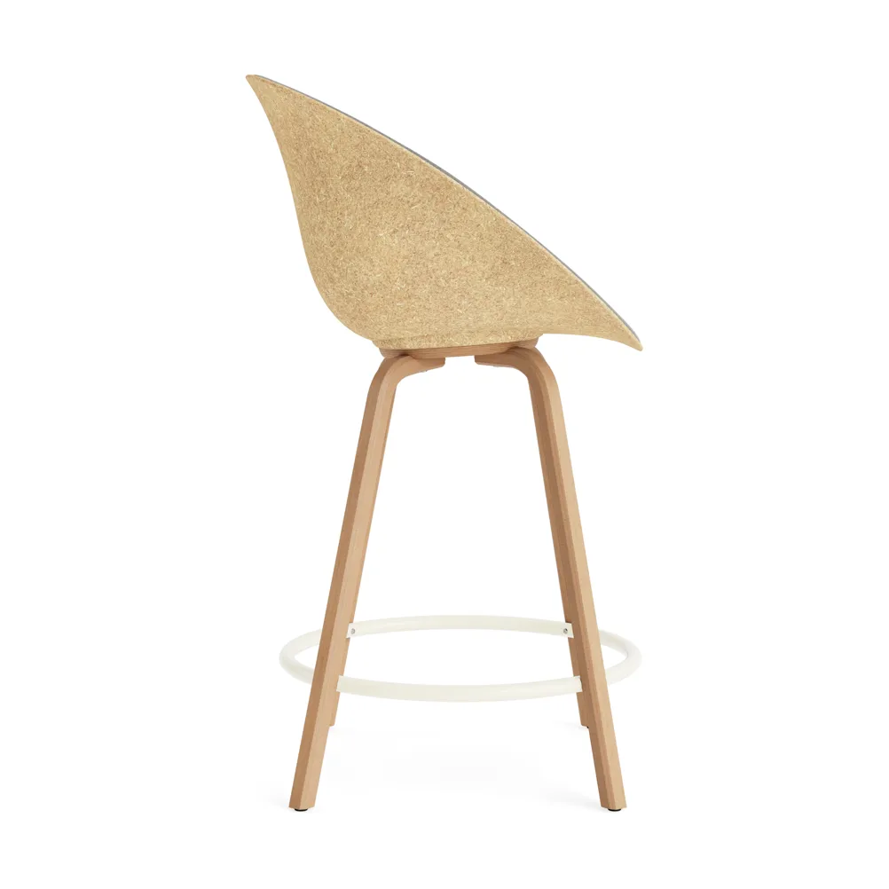 Fauteuil avec accoudoirs Mat Bar Armchair habillé sur le devant 65 cm, Remix 133-hemp-beech-cream steel. Normann Copenhagen