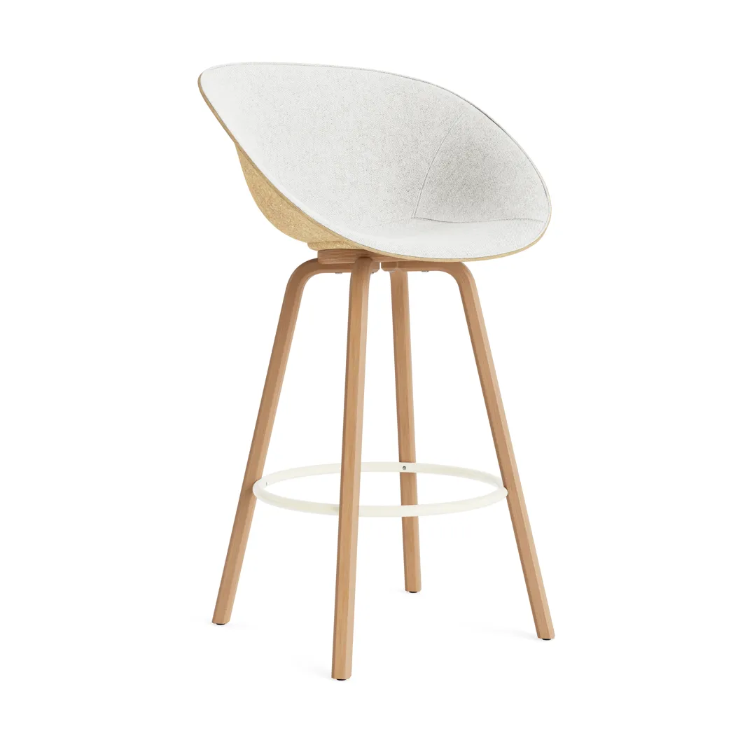 Fauteuil avec accoudoirs Mat Bar Armchair habillé sur le devant 75 cm, Hallingdal 110-hemp-beech-cream steel Normann Copenhagen