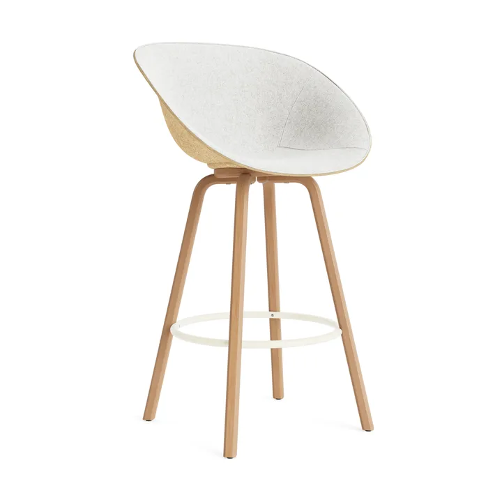 Fauteuil avec accoudoirs Mat Bar Armchair habillé sur le devant 75 cm - Hallingdal 110-hemp-beech-cream steel - Normann Copenhagen