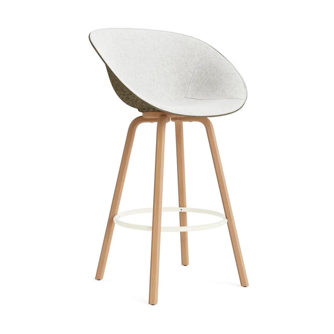 Fauteuil avec accoudoirs Mat Bar Armchair habillé sur le devant 75 cm, Hallingdal 110-seaweed-beech-cream steel Normann Copenhagen