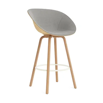 Fauteuil avec accoudoirs Mat Bar Armchair habillé sur le devant 75 cm - Remix 133-hemp-beech-cream steel - Normann Copenhagen