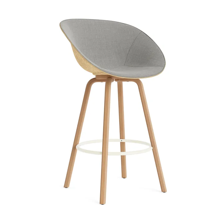 Fauteuil avec accoudoirs Mat Bar Armchair habillé sur le devant 75 cm - Remix 133-hemp-beech-cream steel - Normann Copenhagen