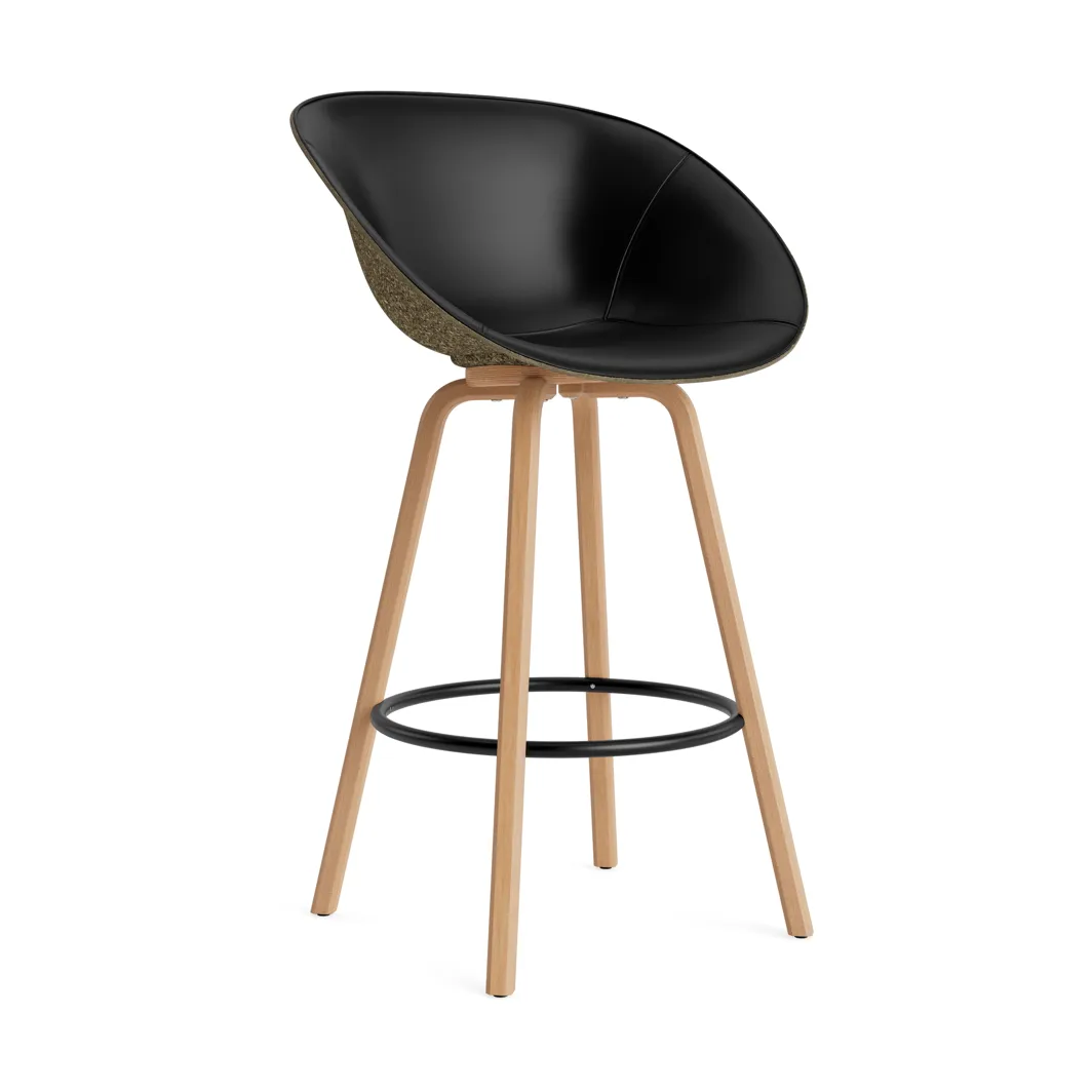 Fauteuil avec accoudoirs Mat Bar Armchair habillé sur le devant 75 cm, Ultra 41599-seaweed-beech-black steel Normann Copenhagen
