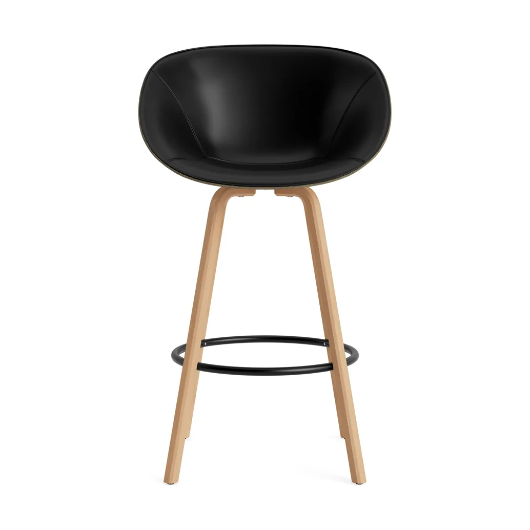 Fauteuil avec accoudoirs Mat Bar Armchair habillé sur le devant 75 cm, Ultra 41599-seaweed-beech-black steel Normann Copenhagen