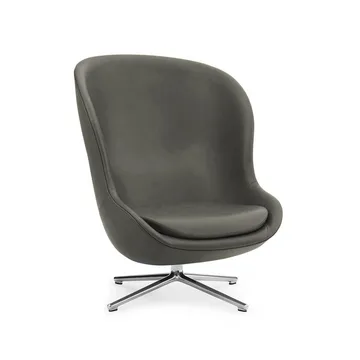 Fauteuil Hyg - cuir ultra 41575 vert, pied pivotant en aluminium - Normann Copenhagen