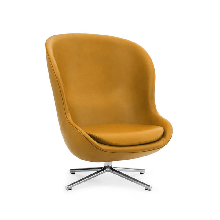 Fauteuil Hyg - cuir ultra 41577 sun, pied pivotant en aluminium - Normann Copenhagen