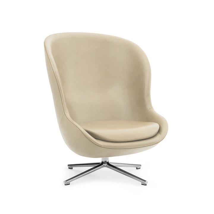 Fauteuil Hyg - cuir ultra 41583 marble, pied pivotant en aluminium - Normann Copenhagen