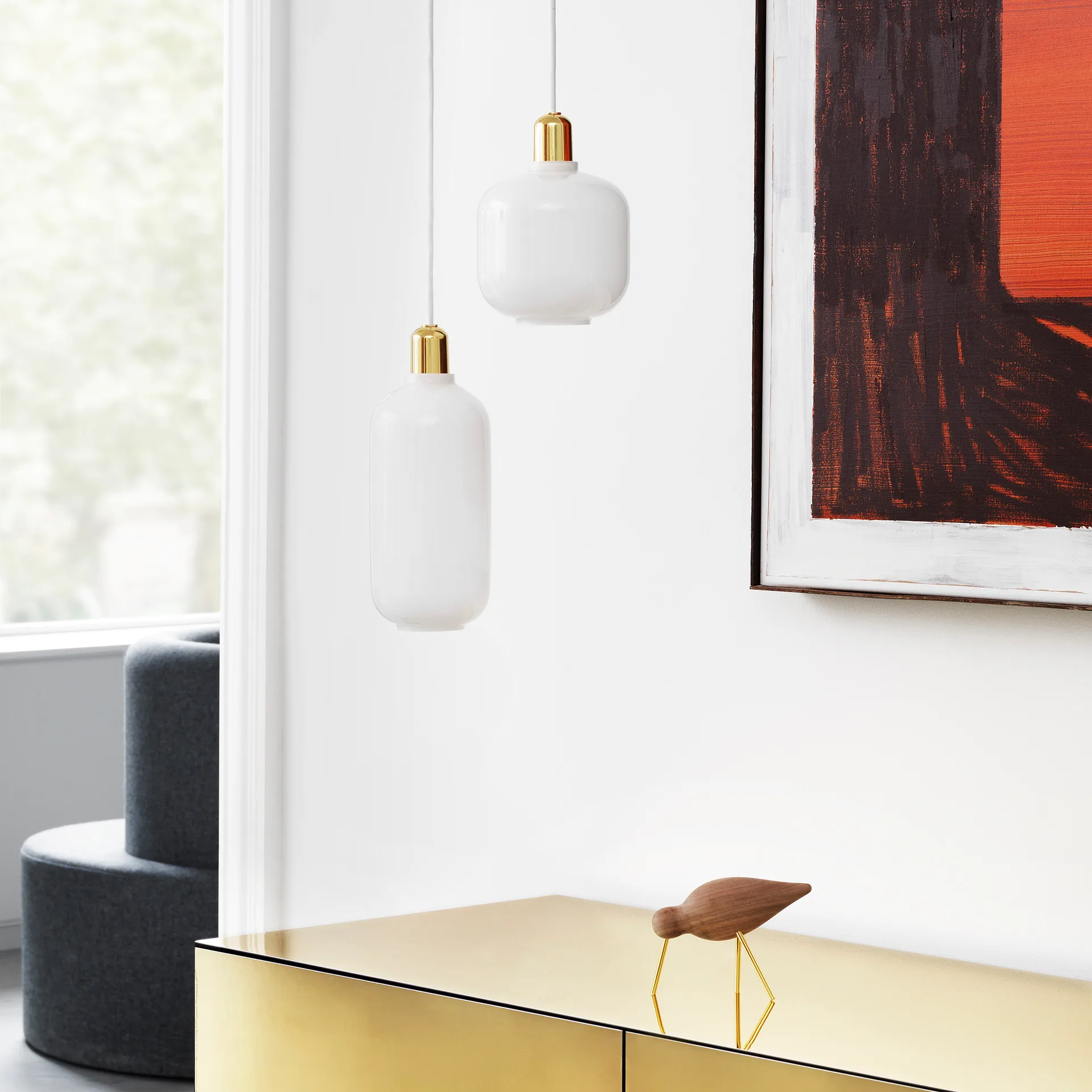 Lampe Amp petite, Blanc-laiton Normann Copenhagen