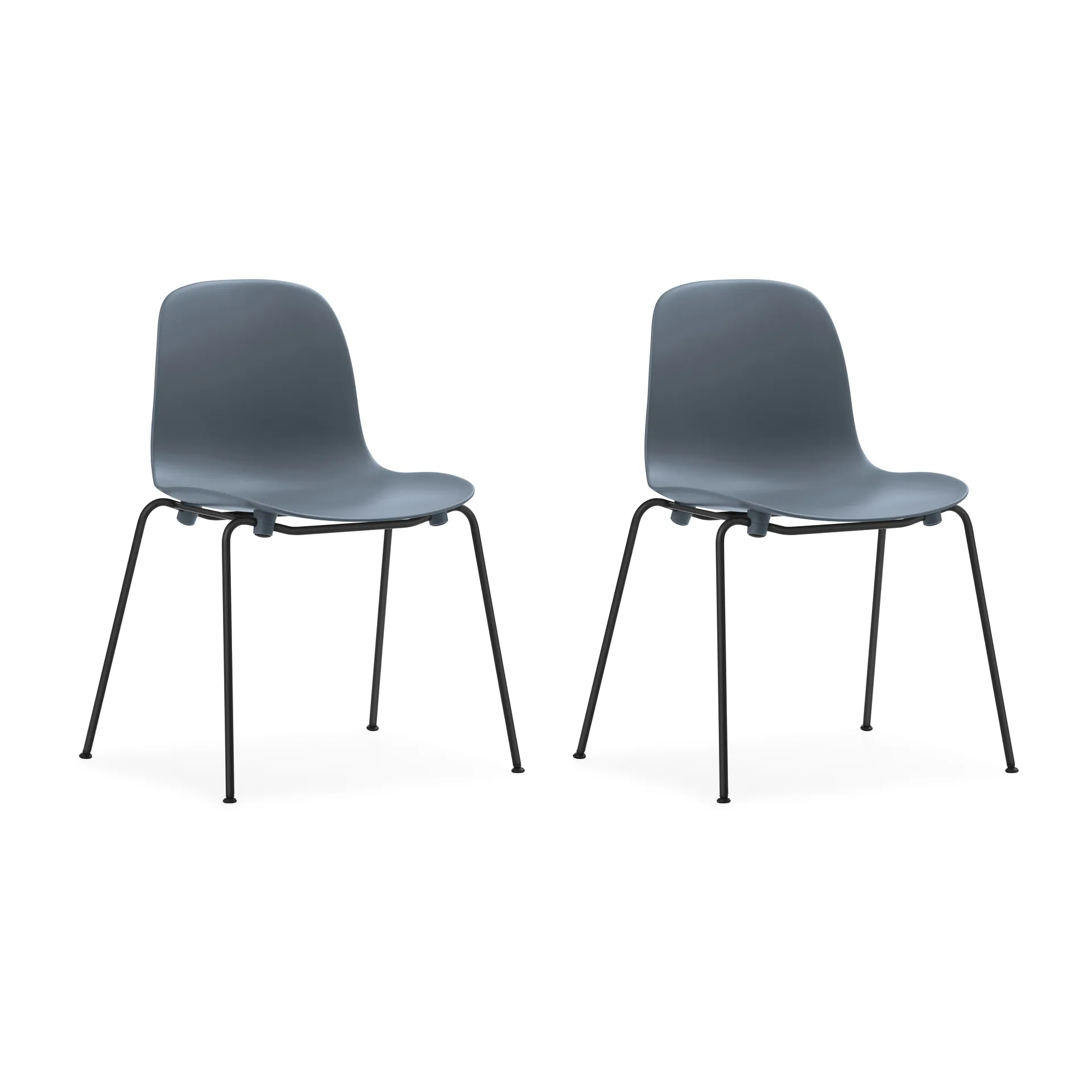 Lot de 2 chaises empilables avec pieds noirs Form Chair, bleu,  Normann Copenhagen