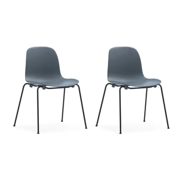 Lot de 2 chaises empilables avec pieds noirs Form Chair, bleu - Normann Copenhagen