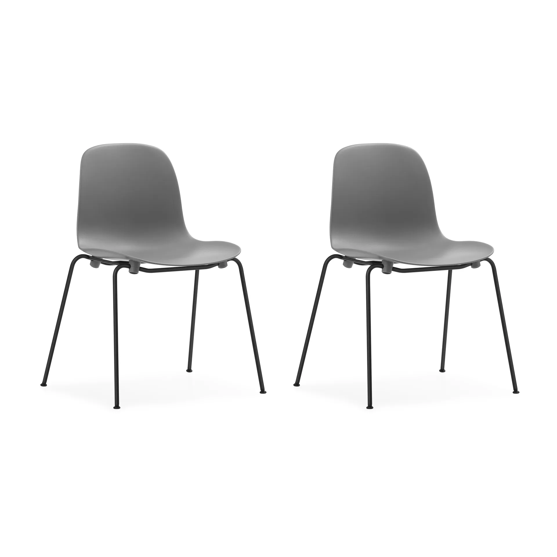 Lot de 2 chaises empilables avec pieds noirs Form Chair, gris,  Normann Copenhagen