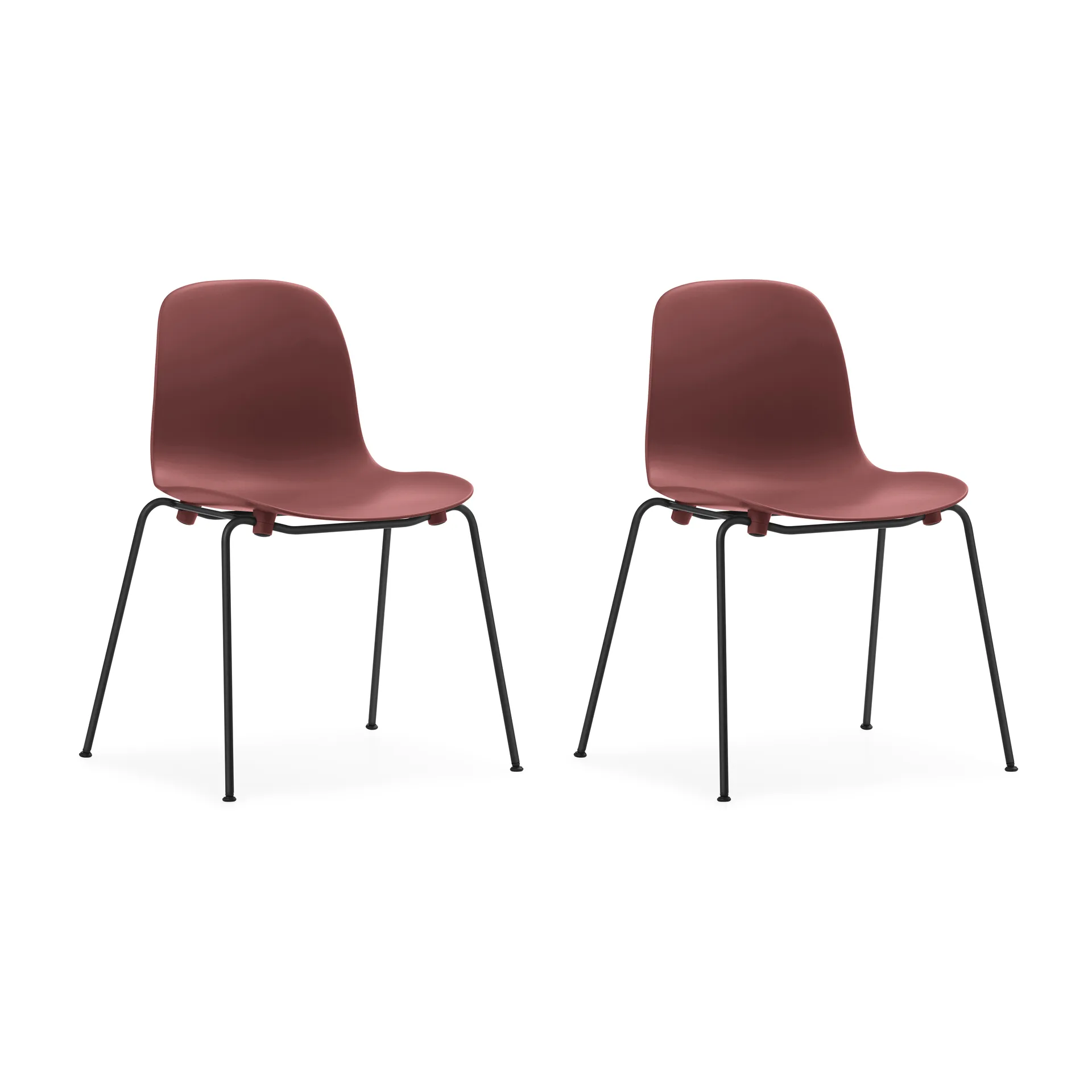 Lot de 2 chaises empilables avec pieds noirs Form Chair, rouge Normann Copenhagen