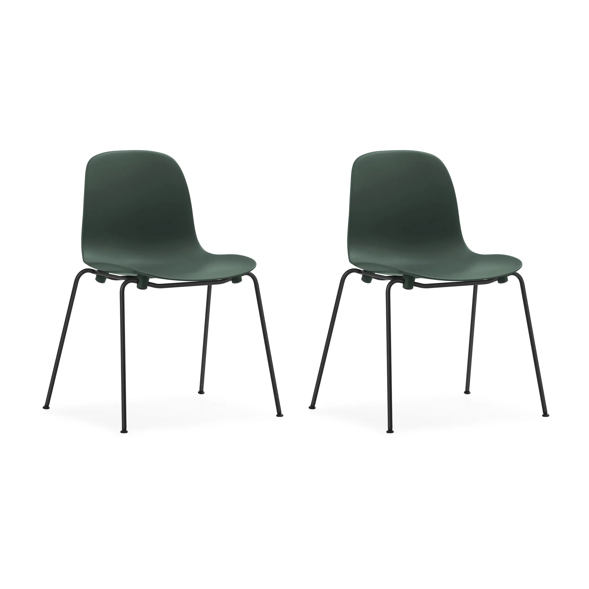 Lot de 2 chaises empilables avec pieds noirs Form Chair, vert Normann Copenhagen
