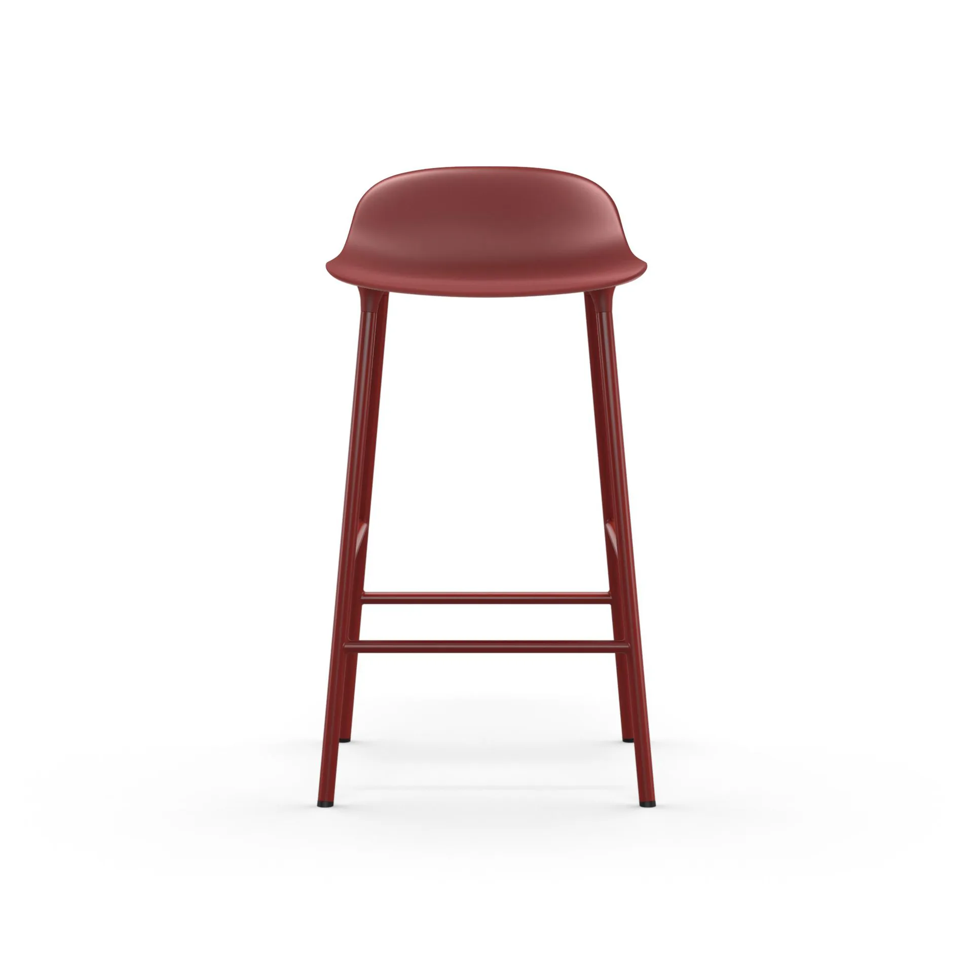 Tabouret de bar Form bas, red, pieds en acier laqué rouge Normann Copenhagen