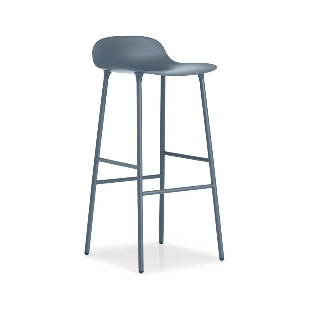 Tabouret de bar Form haut, blue, pieds en acier laqué bleu Normann Copenhagen