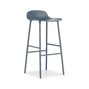 Tabouret de bar Form haut - blue, pieds en acier laqué bleu - Normann Copenhagen