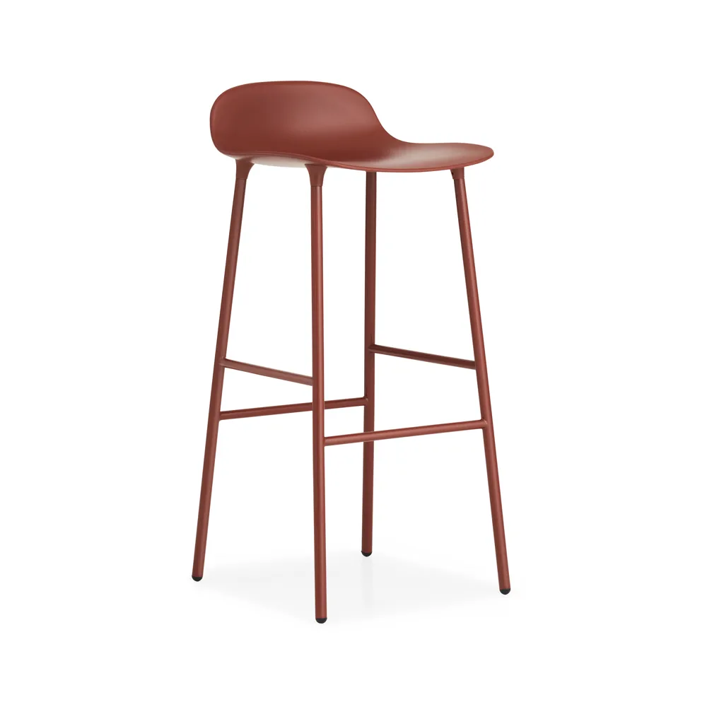 Tabouret de bar Form haut, red, pieds en acier laqué rouge Normann Copenhagen