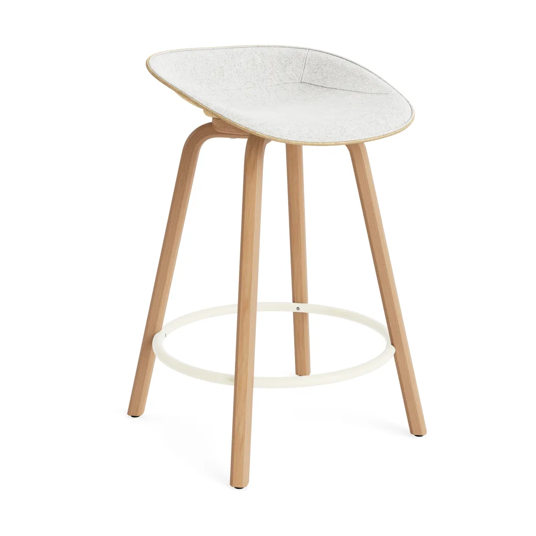 Tabouret de bar Mat Barstool habillé sur le devant 65 cm, Hallingdal 110-hemp-beech-cream steel Normann Copenhagen