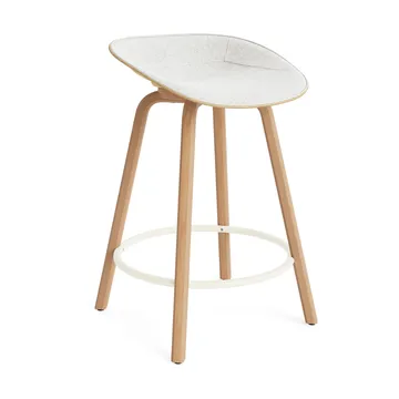 Tabouret de bar Mat Barstool habillé sur le devant 65 cm - Hallingdal 110-hemp-beech-cream steel - Normann Copenhagen