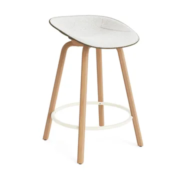 Tabouret de bar Mat Barstool habillé sur le devant 65 cm - Hallingdal 110-seaweed-beech-cream steel - Normann Copenhagen
