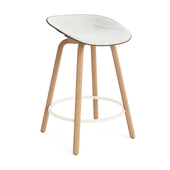 Tabouret de bar Mat Barstool habillé sur le devant 65 cm - Hallingdal 110-seaweed-beech-cream steel - Normann Copenhagen