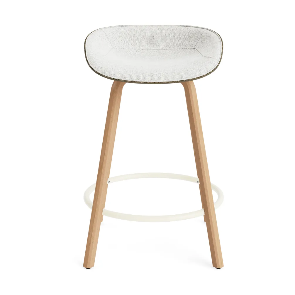 Tabouret de bar Mat Barstool habillé sur le devant 65 cm, Hallingdal 110-seaweed-beech-cream steel Normann Copenhagen