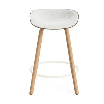 Tabouret de bar Mat Barstool habillé sur le devant 65 cm - Hallingdal 110-seaweed-beech-cream steel - Normann Copenhagen