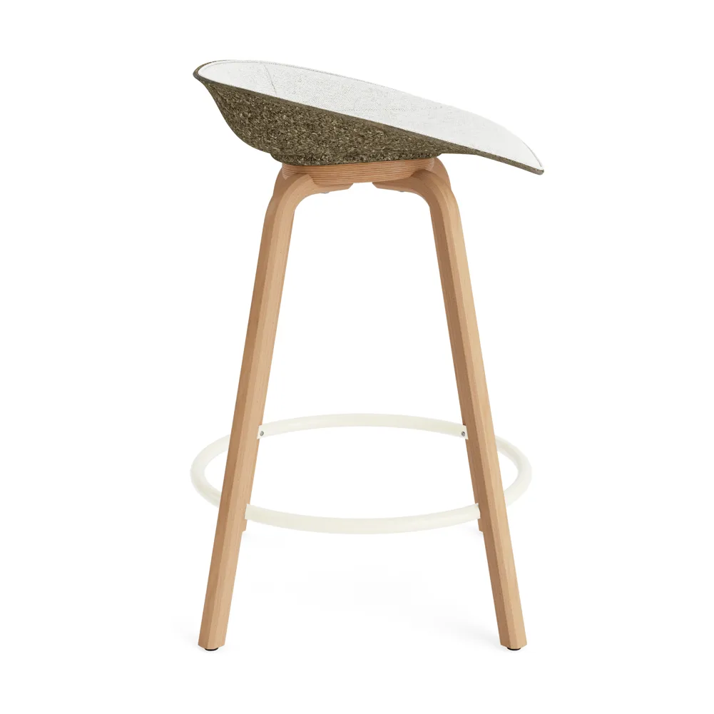 Tabouret de bar Mat Barstool habillé sur le devant 65 cm, Hallingdal 110-seaweed-beech-cream steel Normann Copenhagen