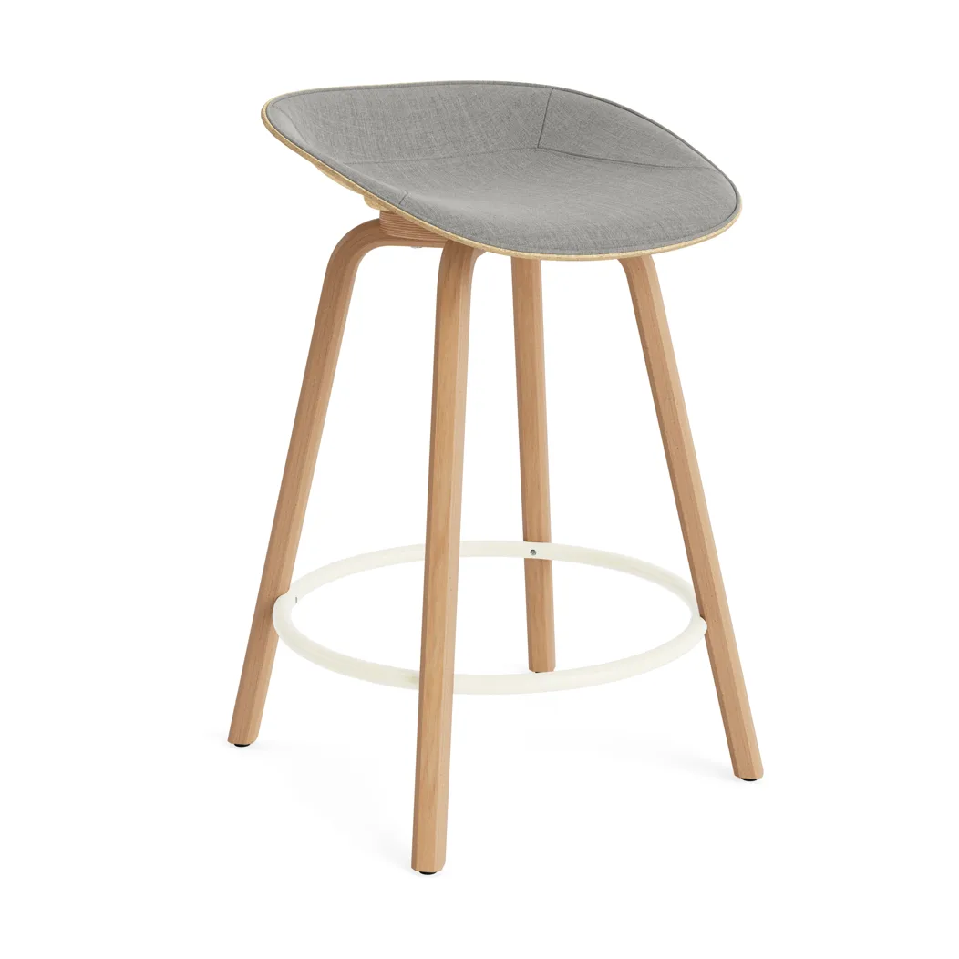 Tabouret de bar Mat Barstool habillé sur le devant 65 cm, Remix 133-hemp-beech-cream steel Normann Copenhagen