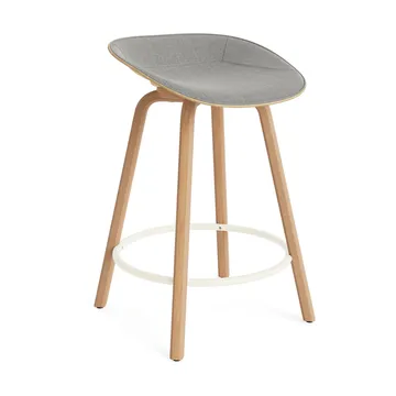 Tabouret de bar Mat Barstool habillé sur le devant 65 cm - Remix 133-hemp-beech-cream steel - Normann Copenhagen