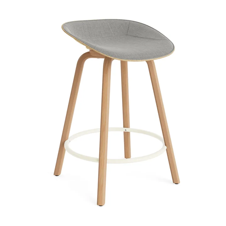Tabouret de bar Mat Barstool habillé sur le devant 65 cm - Remix 133-hemp-beech-cream steel - Normann Copenhagen