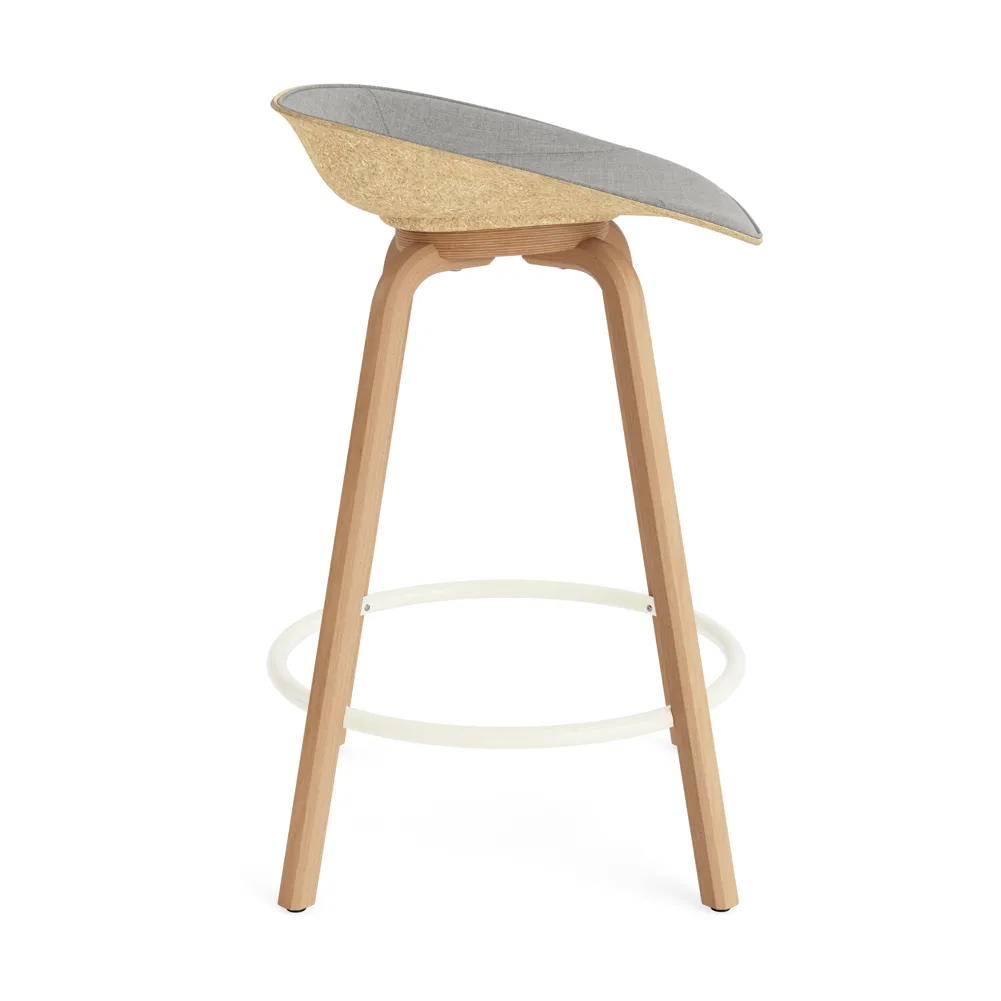Tabouret de bar Mat Barstool habillé sur le devant 65 cm, Remix 133-hemp-beech-cream steel Normann Copenhagen