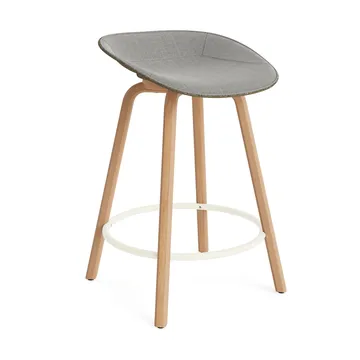 Tabouret de bar Mat Barstool habillé sur le devant 65 cm - Remix 133-seaweed-beech-cream steel - Normann Copenhagen