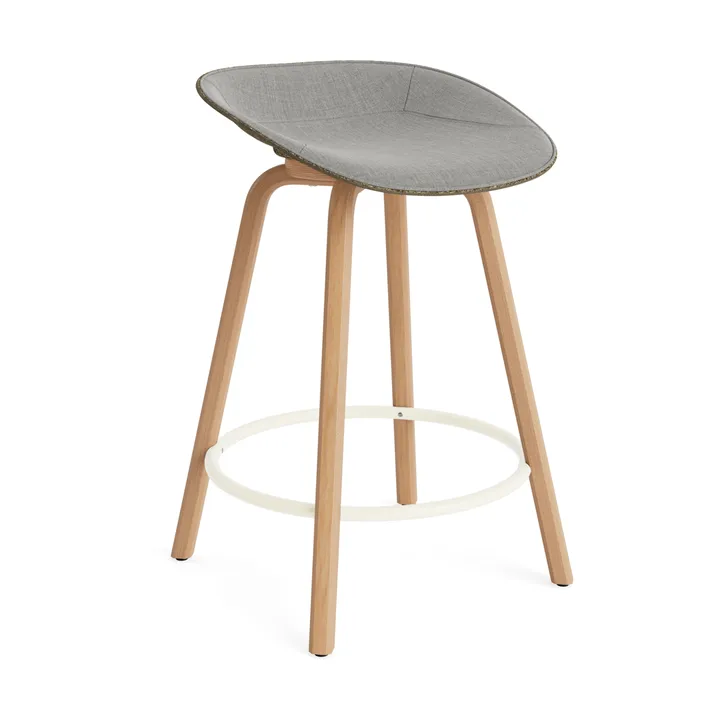 Tabouret de bar Mat Barstool habillé sur le devant 65 cm - Remix 133-seaweed-beech-cream steel - Normann Copenhagen