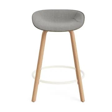Tabouret de bar Mat Barstool habillé sur le devant 65 cm - Remix 133-seaweed-beech-cream steel - Normann Copenhagen