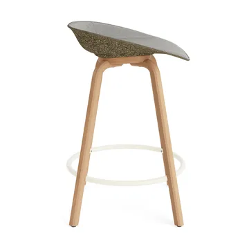 Tabouret de bar Mat Barstool habillé sur le devant 65 cm - Remix 133-seaweed-beech-cream steel - Normann Copenhagen