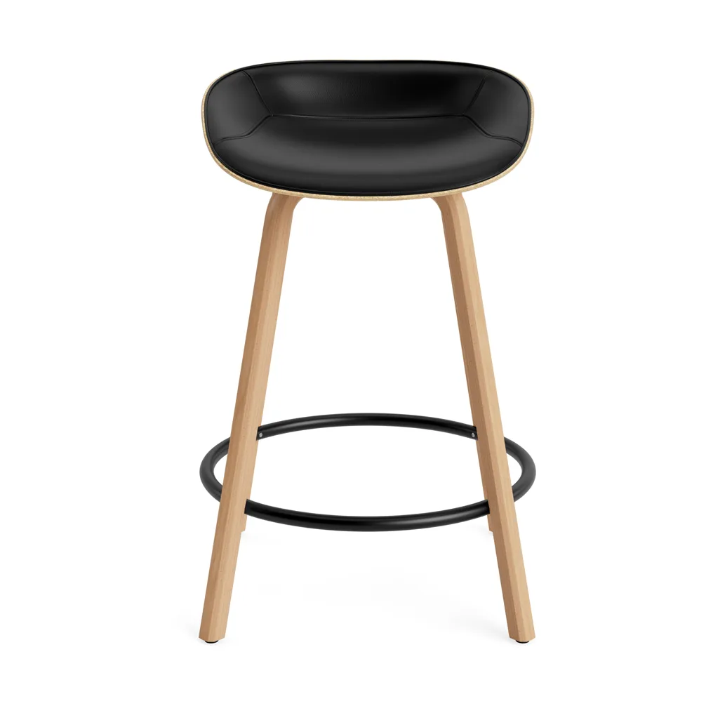 Tabouret de bar Mat Barstool habillé sur le devant 65 cm, Ultra 41599-hemp-beech-black steel Normann Copenhagen